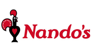 Nando's logo in red, black and white on a white background.