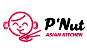 P'Nut Asian Kitchen logo in black and red on a white background.