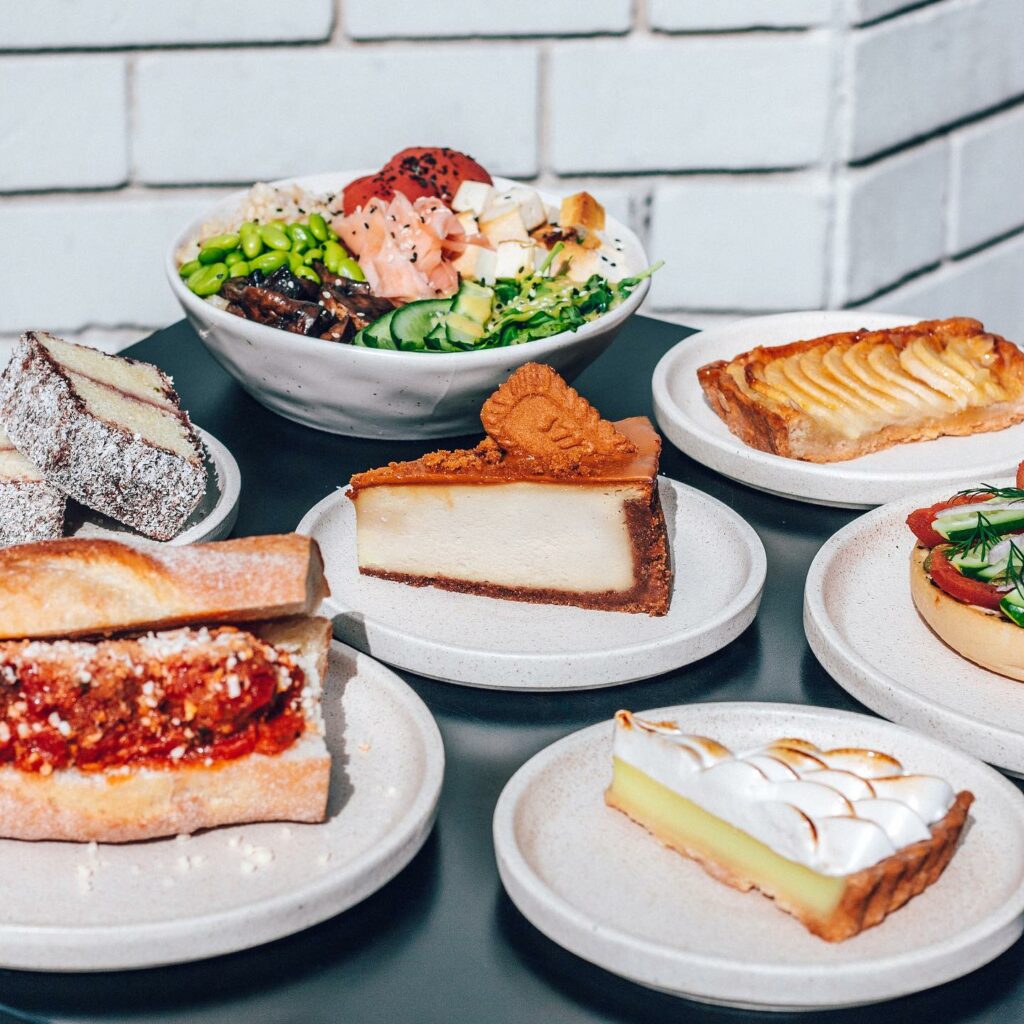 A table showing an assortment of sweet and savoury dishes from Shift Eatery.