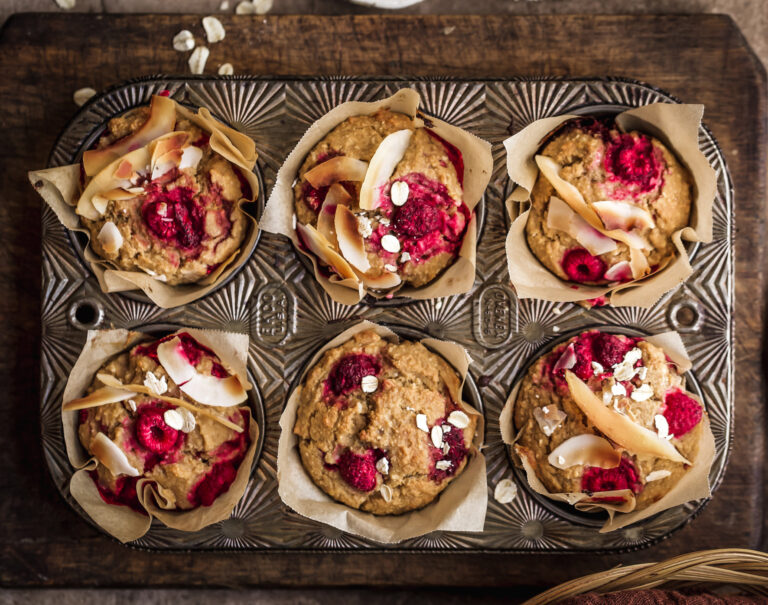 Banana raspberry muffins