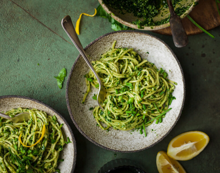 Pesto Noodles in bowl