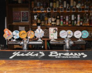 A front facing shot of the bar taps at Australia's first all-vegan pub.